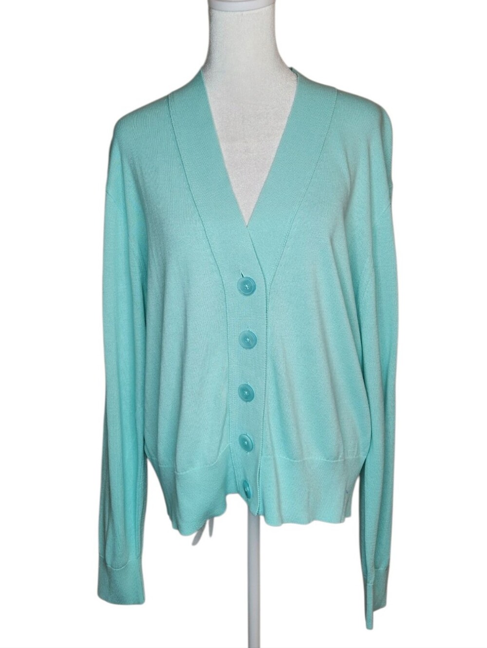 NEW J Crew Lightweight Aqua V Neck Cardigan Size XXL